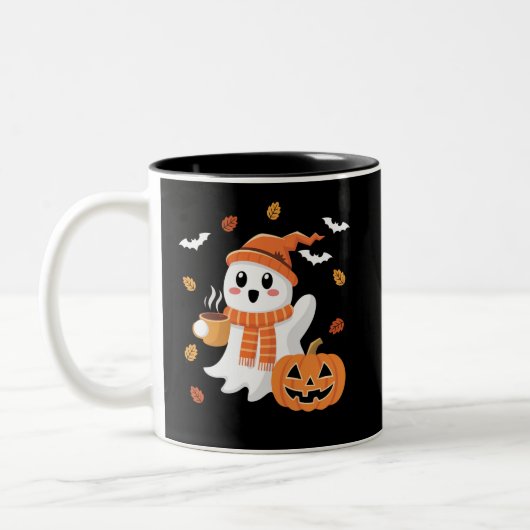 Niedliches Ghost Drink Eiskaffee Halloween Zweifarbige Tasse (Links)
