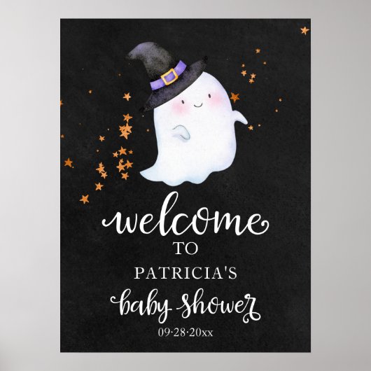 Niedliches Ghost Halloween Baby Dusche Begrüßungsz Poster (Vorne)