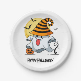 Niedliches Ghost-Halloween-Design Pappteller