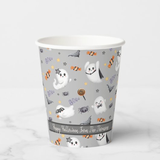 Niedliches Ghost Halloween-Muster Pappbecher (Rückseite)