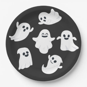 Niedliches Ghost-Halloween-Party in Schwarz und We Pappteller