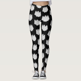 Niedliches Ghost Halloween Schwarz-Weiß-Muster Leggings