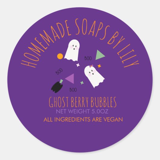 Niedliches Ghost Halloween Soap Homemed Business Runder Aufkleber (Vorderseite)