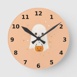 Niedliches Ghost Halloween Wall Clock - Spooky Dek Runde Wanduhr