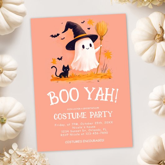 Niedliches Ghost-Hexe Kids Halloween-Kostüm-Party Einladung