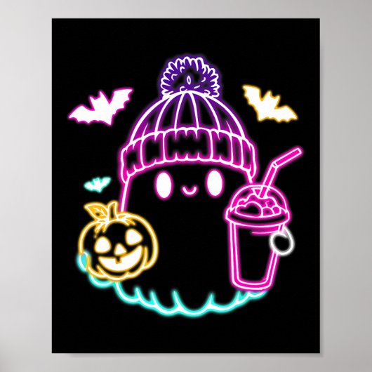 Niedliches Ghost-Kaffeekochen heißes Halloween Poster (Vorne)