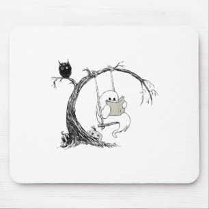 Niedliches Ghost-Kostüm-Swinglesen-Buch Halloween Mousepad