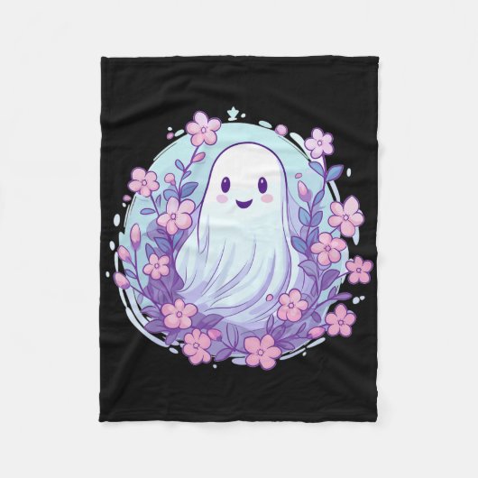 Niedliches Ghost mit Blume Ich kids Ghost Fleecedecke (Vorderseite)