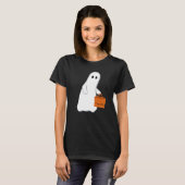 Niedliches Ghost mit Leckerei Bag T - Shirt (Vorne ganz)