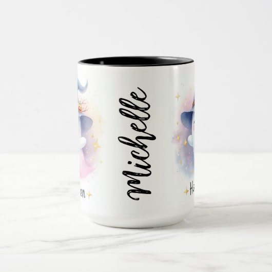 Niedliches Ghost mit Name Tasse (Zentrum)