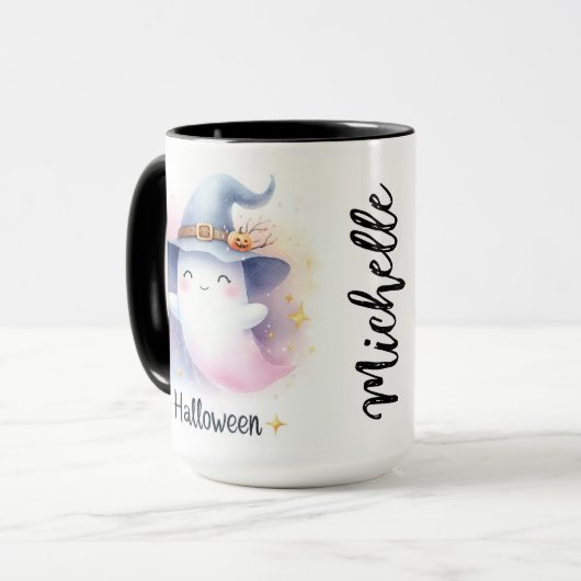 Niedliches Ghost mit Name Tasse (Vorderseite Links)