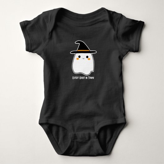 Niedliches Ghost mit Personalisiertem Text Baby Strampler (Vorderseite)