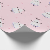 Niedliches Ghost-Muster auf rosa Hintergrund Geschenkpapier (Ecke)