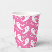 Niedliches Ghost-Muster Halloween Pink Paper Cup Pappbecher (Rückseite)