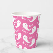 Niedliches Ghost-Muster Halloween Pink Paper Cup Pappbecher (Vorderseite)