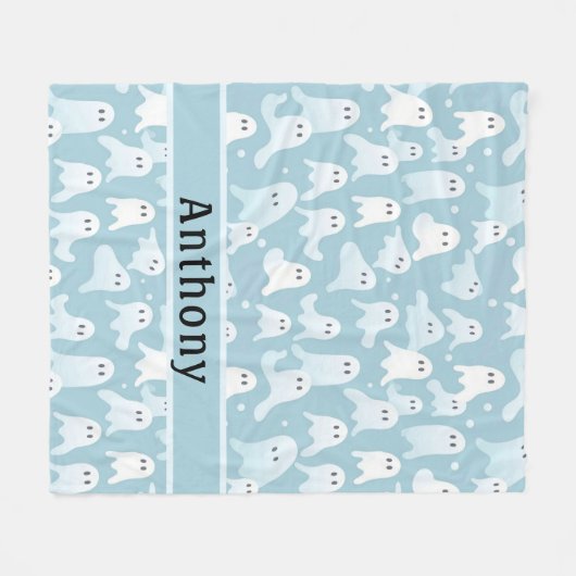 Niedliches Ghost-Muster leuchten Fleecedecke (Vorderseite (Horizontal))