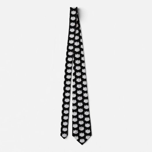 Niedliches Ghost-Muster Schwarz/Weiß Halloween Krawatte (Rückseite)