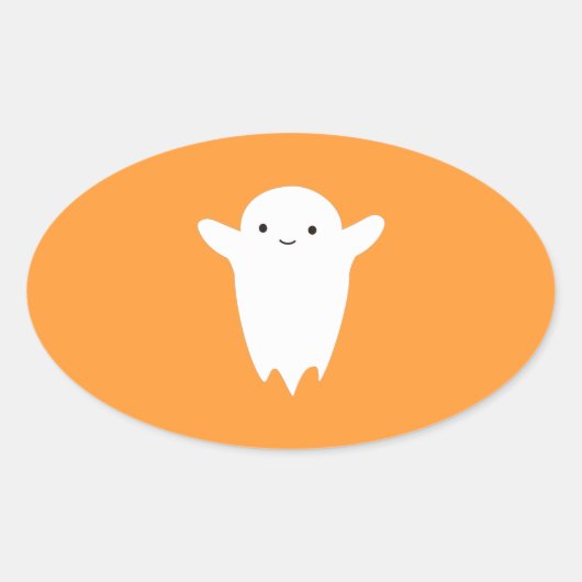 Niedliches Ghost Ovaler Aufkleber (Vorderseite)
