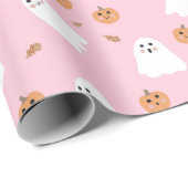 Niedliches Ghost-Pink-Pink-Halloween-Muster Geschenkpapier (Rolleneckpunkt)