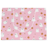 Niedliches Ghost-Pink-Pink-Halloween-Muster Große Geschenktüte (Vorderseite)