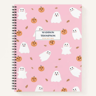 Niedliches Ghost-Pink-Pink-Halloween-Muster Notizblock