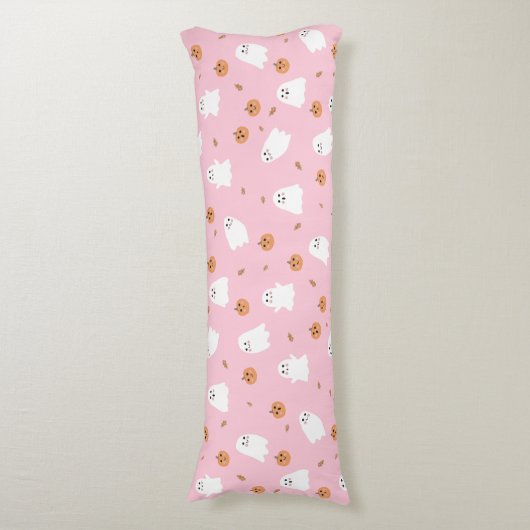 Niedliches Ghost-Pink-Pink-Halloween-Muster Seitenschläferkissen (Vorderseite Vertikal)