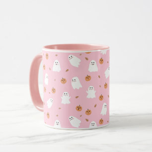 Niedliches Ghost-Pink-Pink-Halloween-Muster Tasse