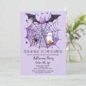 Niedliches Ghost Pumpkin Bat Spider Web-Halloween- Einladung (Stehend Vorderseite)