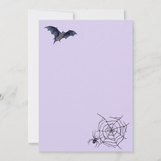 Niedliches Ghost Pumpkin Bat Spider Web-Halloween- Einladung (Rückseite)