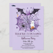 Niedliches Ghost Pumpkin Bat Spider Web-Halloween- Einladung (Vorne/Hinten)