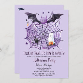 Niedliches Ghost Pumpkin Bat Spider Web-Halloween- Einladung