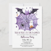 Niedliches Ghost Pumpkin Bat Spider Web-Halloween- Einladung (Vorderseite)