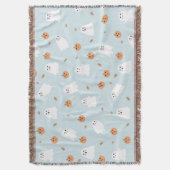 Niedliches Ghost & Pumpkin Blue Halloween-Muster Decke (Vorderseite Vertikal)