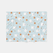 Niedliches Ghost & Pumpkin Blue Halloween-Muster Fleecedecke (Vorderseite (Horizontal))