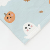 Niedliches Ghost & Pumpkin Blue Halloween-Muster Fleecedecke (Ecke)