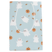 Niedliches Ghost & Pumpkin Blue Halloween-Muster Mittlere Geschenktüte (Vorderseite)