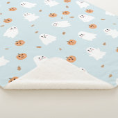 Niedliches Ghost & Pumpkin Blue Halloween-Muster Sherpadecke (3/4)