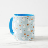 Niedliches Ghost & Pumpkin Blue Halloween-Muster Tasse (Vorderseite Links)