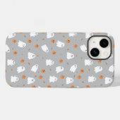 Niedliches Ghost & Pumpkin Graues Halloween-Muster Case-Mate iPhone Hülle (Rückseite (Horizontal))