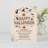 Niedliches Ghost & Pumpkin-Halloween-Party Einladung (Stehend Vorderseite)