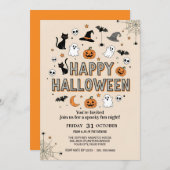 Niedliches Ghost & Pumpkin-Halloween-Party Einladung (Vorne/Hinten)