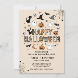Niedliches Ghost & Pumpkin-Halloween-Party Einladung
