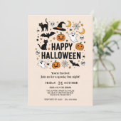 Niedliches Ghost & Pumpkin-Halloween-Party Einladung (Stehend Vorderseite)