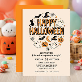 Niedliches Ghost & Pumpkin-Halloween-Party Einladung