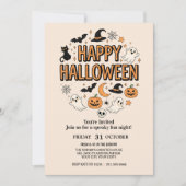 Niedliches Ghost & Pumpkin-Halloween-Party Einladung (Vorderseite)