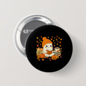 Niedliches Ghost Reading Buch Liebhaber Herbstfall Button (Vorne & Hinten)