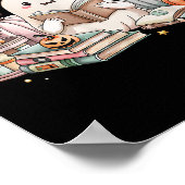 Niedliches Ghost Reading Buch Liebhaber Herbstfall Poster (Ecke)