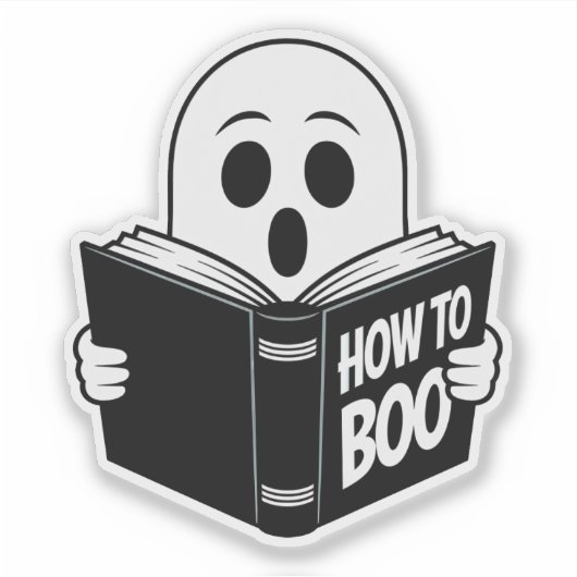 Niedliches Ghost-Reading "How to Boo" Aufkleber (Vorderseite)