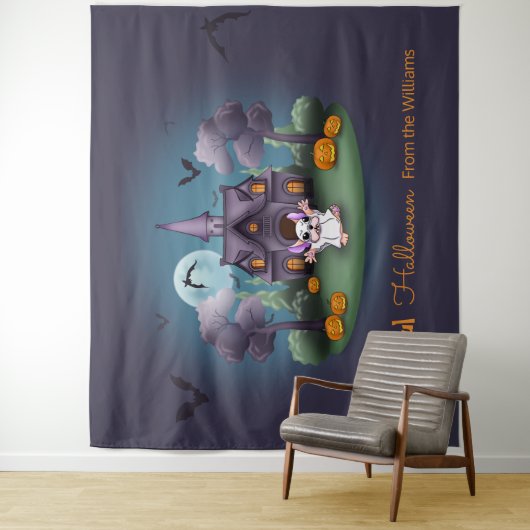 Niedliches ghost Spuk House Background Halloween Wandteppich (Beispiel)