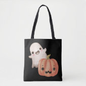 Niedliches Ghost- und Jack-O-Lantern-Trick oder -T Tasche (Vorderseite)